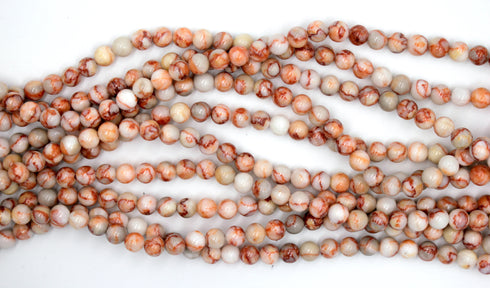 Red Veined Jasper Gemstone Beads, 6mm, Round